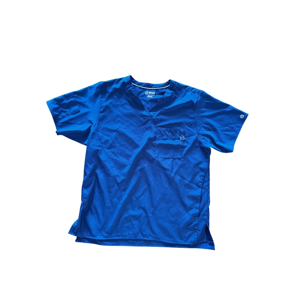 WonderWink W123 Royal Blue V-Neck Scrub Top Mens Large Utility Pockets